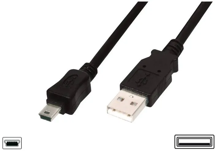 Assmann USB 2.0 tip A Male - miniUSB 2.0 tip B Male 1m, Negru