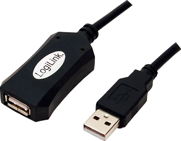 Logilink Repeater USB 2.0 tip A male - USB 2.0 tip A female, 5m, Negru