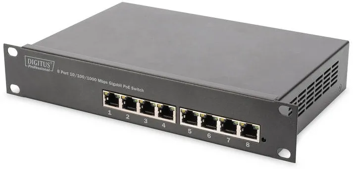 Switch Assmann DIGITUS Switch Unmanaged Gigabit 10'' Rack 8-port, 8x10/100/1000 PoE+ af/at 96W