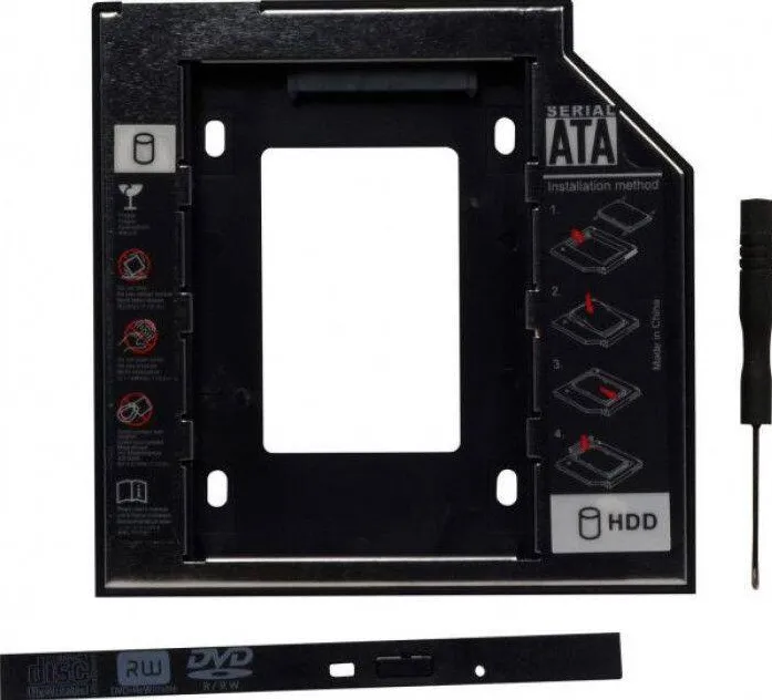 Rack Spacer HDD/ SSD pentru CD/DVD Bay, pentru Notebook, ingust, 9.5mm, SPR-25DVDI