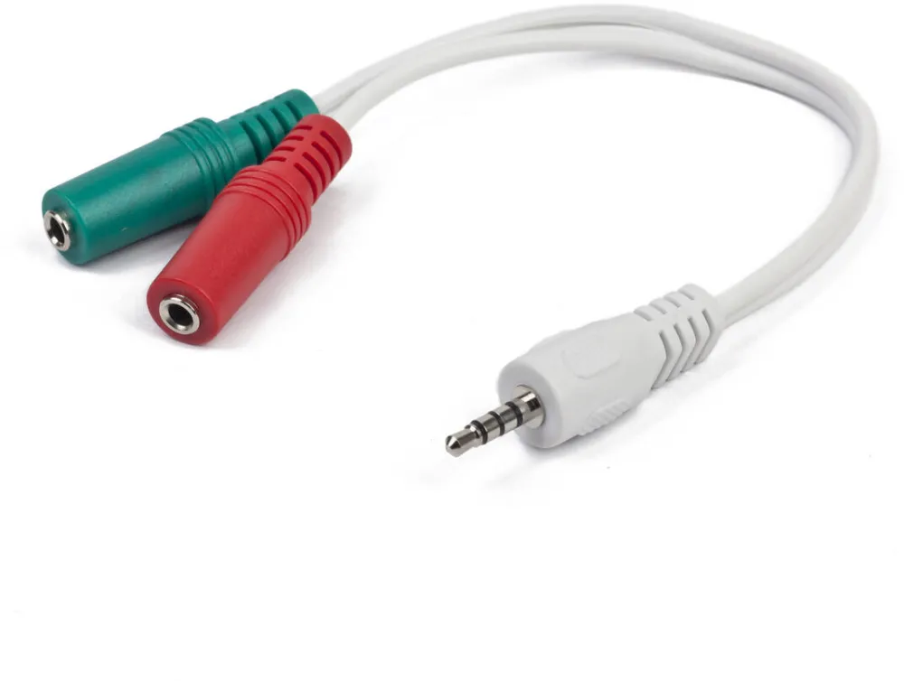 Adaptor Gembird CCA-417W Adapter Stereo Mini Jack M 4-pin -> 2x Mini Jack F 20cm white