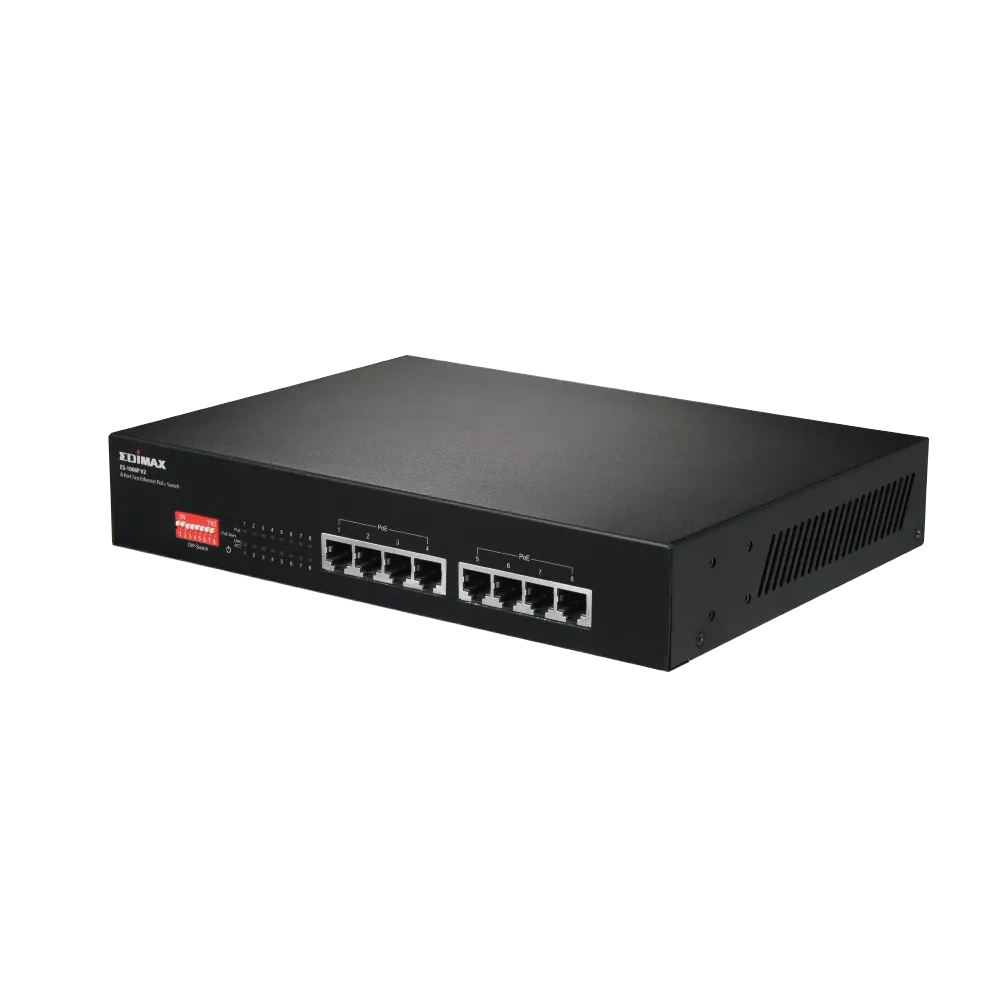 Switch Edimax 8x 10/100 PoE+ Switch, 802.3at/af, 130W budget (30W/port), DIP