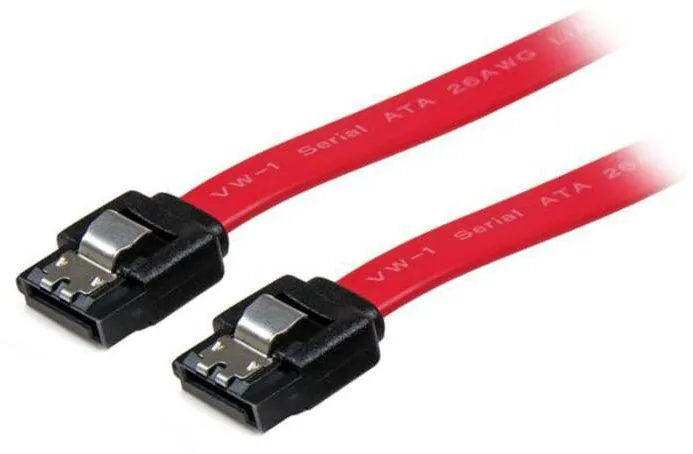 StarTech 18in Latching SATA Cable - SATA cable - Serial ATA 150/300/600 - SATA (R) to SATA (R) - 1.5 ft - latched - red - LSATA18 - SATA cable - 46 cm