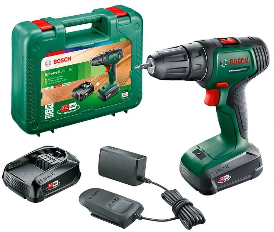 BOSCH 06039D4002 Masina de gaurit si insurubat UniversalDrill 18 cu 2 acumulatori Li-Ion 18V 1.5Ah