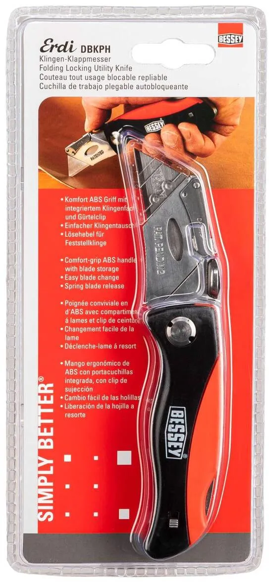 BESSEY folding utility knife w. ABS handle DBKPH-EU