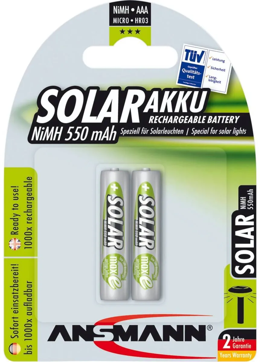 Ansmann Acumulator/Incarcator 1x2 maxE NiMH rech.bat. Micro AAA 550 mAh SOLAR