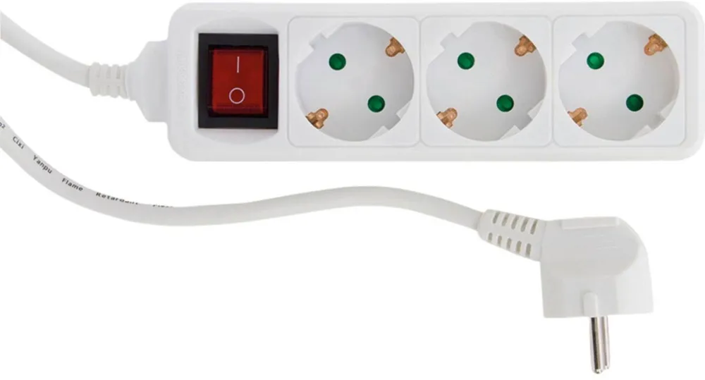 REV Priza / Prelungitor Socket line 3-fold 1,4 m white w. switch
