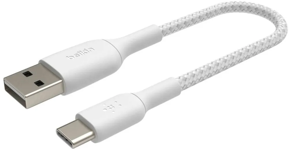 BELKIN Cablu Date USB-C/USB-A Cable 15cm braided, white CAB002bt0MWH