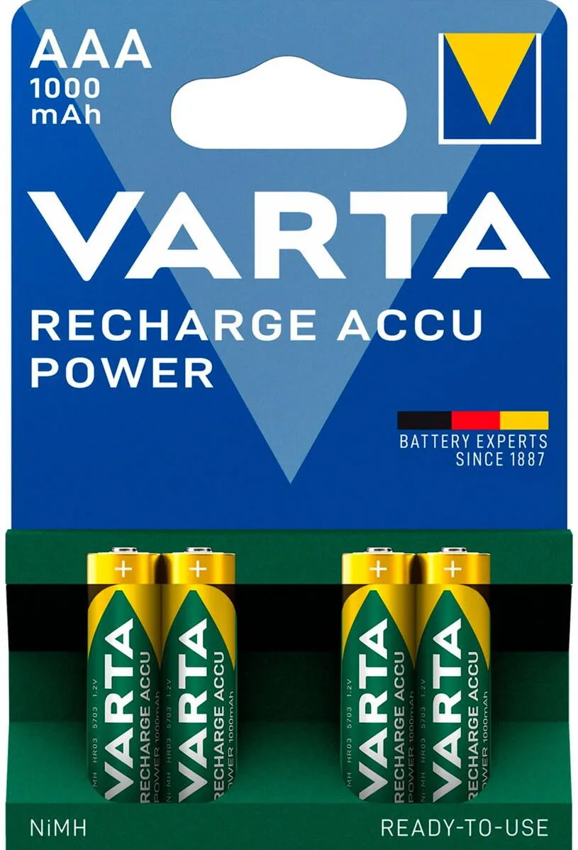VARTA Acumulator 1x4 Rechargeable Accu AAA Ready2Use NiMH 1000 mAh Micro