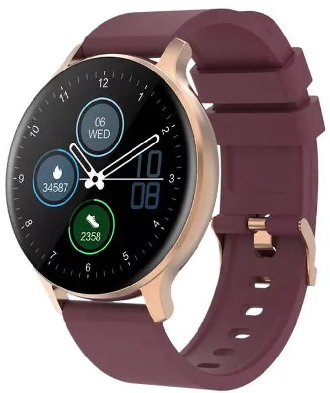 Smartwatch CANYON Badian auriu, curea silicon visiniu
