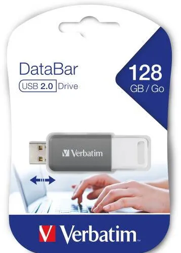 Memorie USB VERBATIM DataBar 49456, 128GB, USB 2.0, Gray