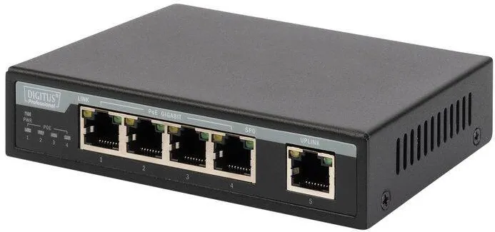 Switch Assmann 4-Port  Gigabit 60W  PoE Unmanaged Negru