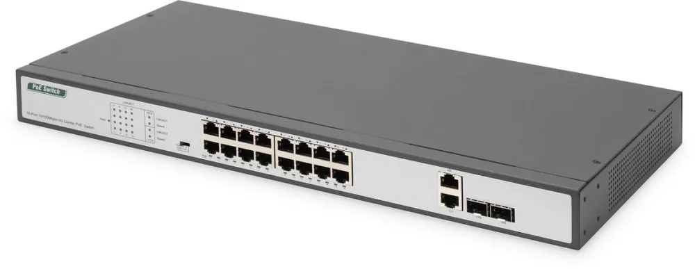 Switch Assmann 16-Port 10/100  250W PoE Unmanaged Negru
