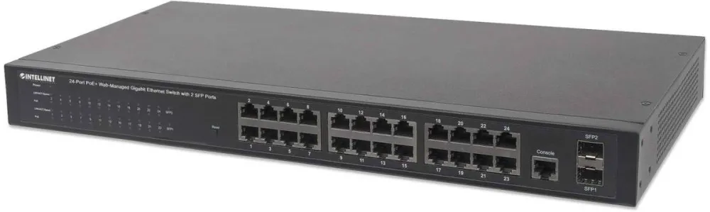 Switch Intellinet 24x GE Web-Managed SNMP 2xMini Gbic PoE+