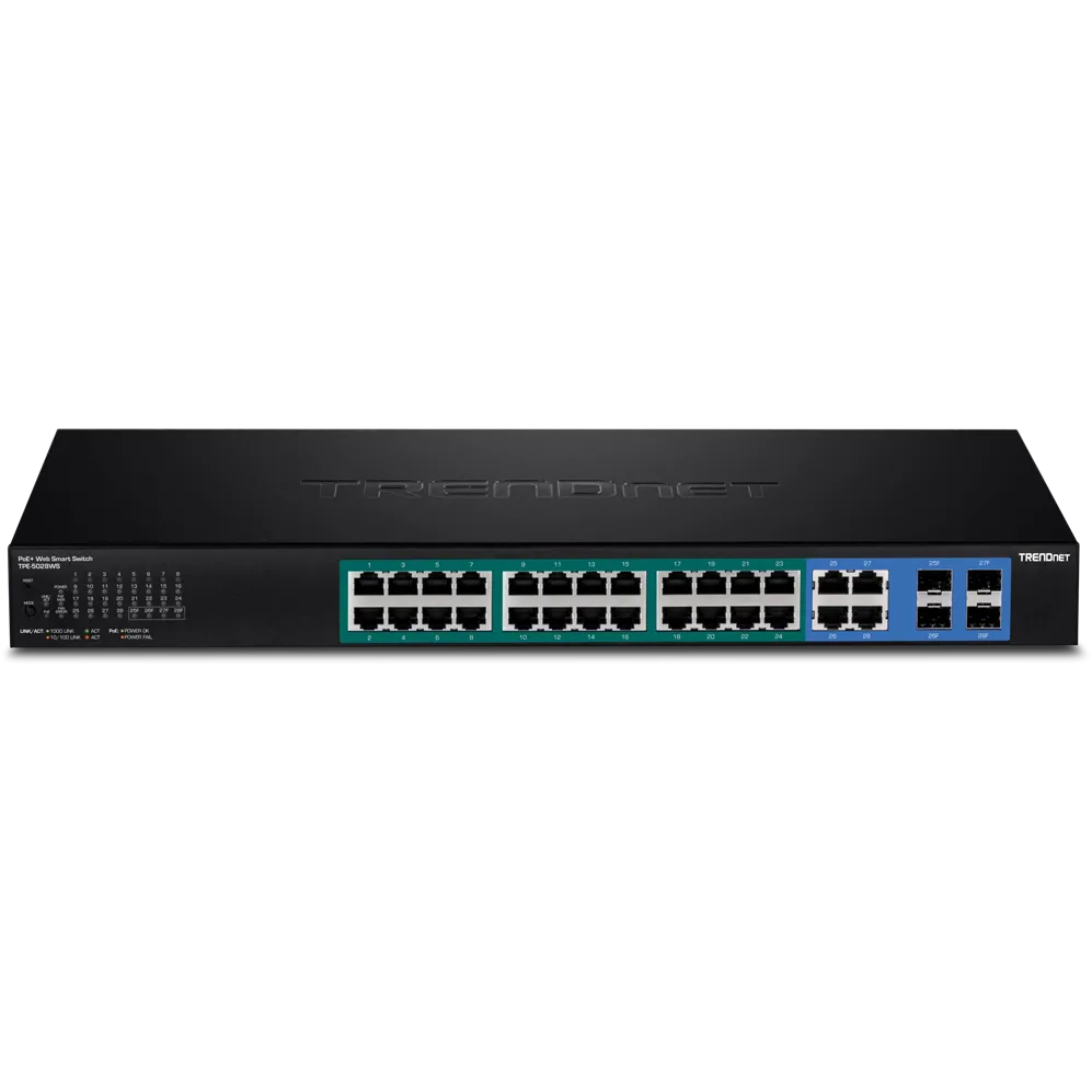 TRENDnet 28 Port Gbit Managed PoE+ 370W WebSmart 19"