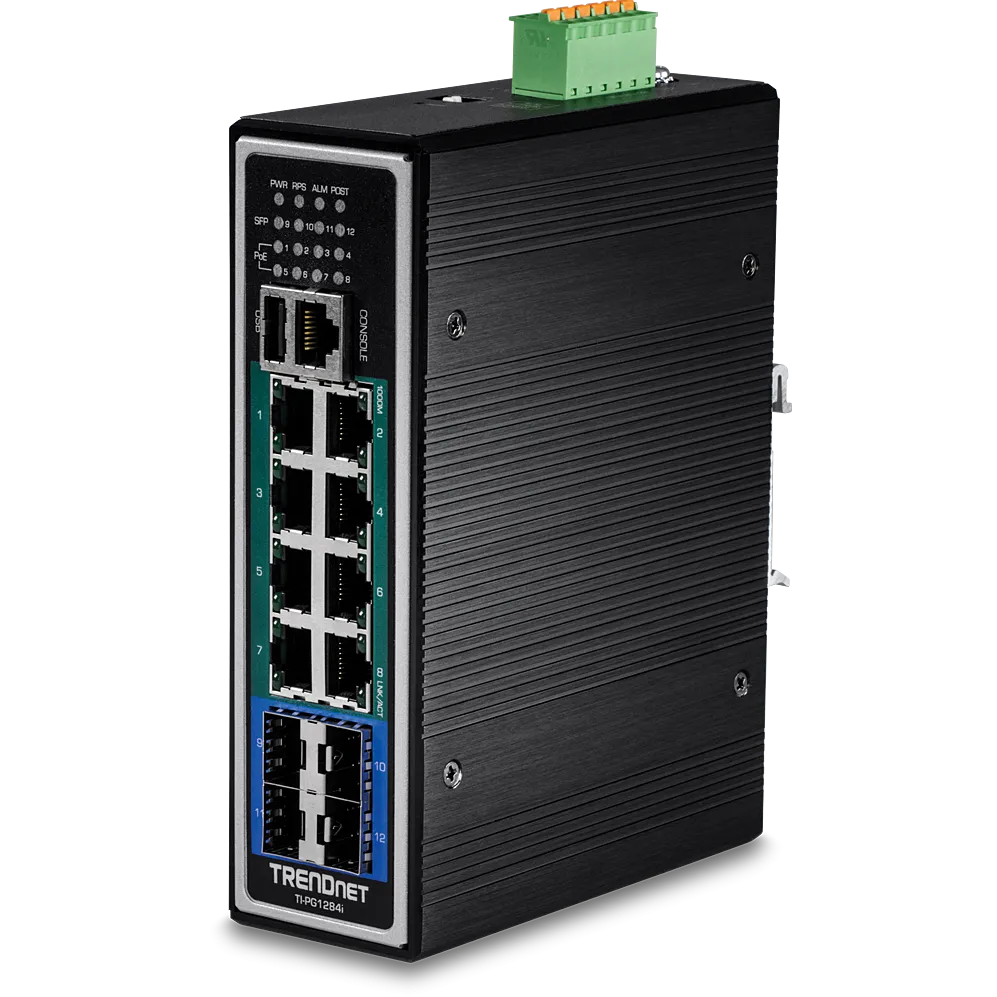 Switch industrial TRENDnet TI-PG1284I 12 porturi 240W PoE