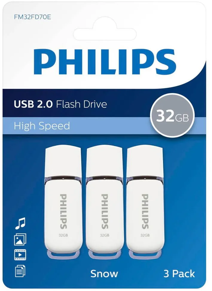 Memorie USB Philips USB 2.0 3-Pack 32GB Snow Edition Shadow Grey