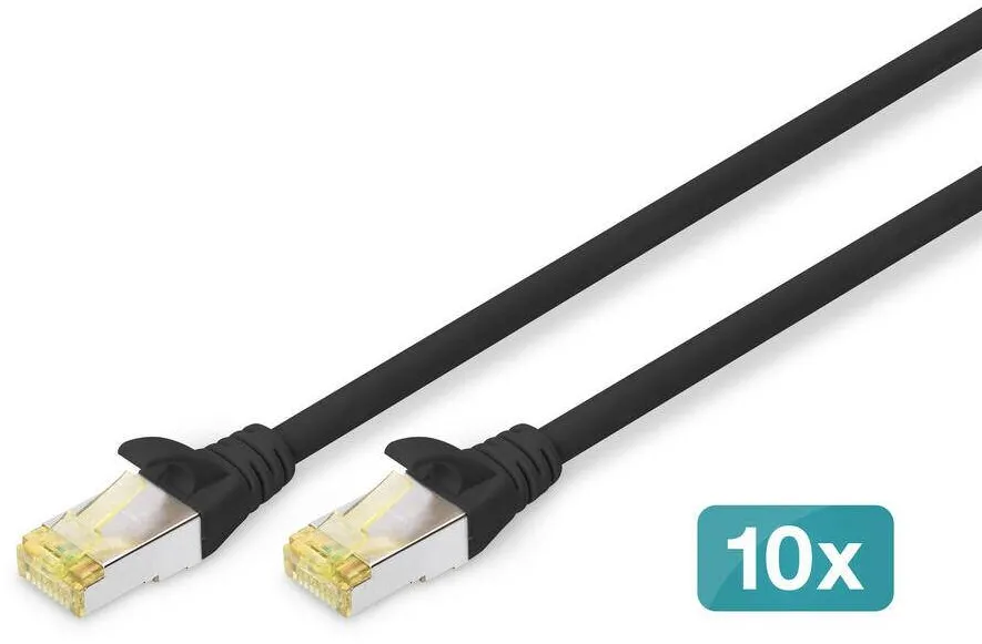 Cablu Retea Assmann CAT 6A S/FTP, 10 Buc, 3m, Negru