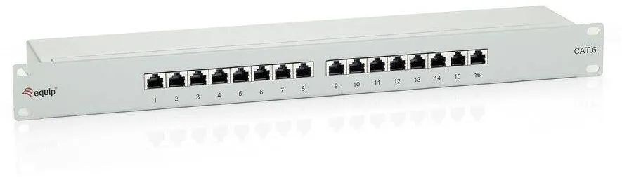 Patchpanel EQUIP 16x RJ45 Cat6 19" 1HE Gri