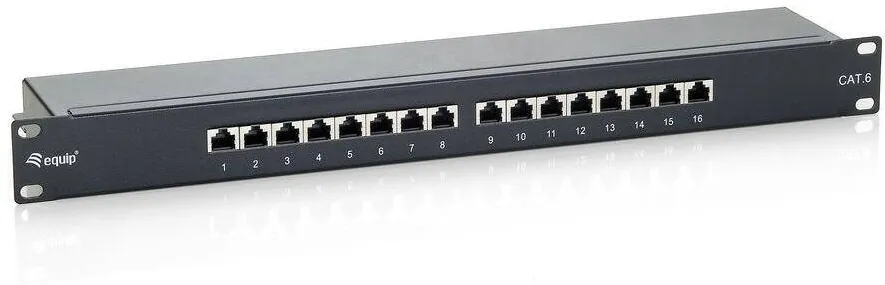 Patchpanel EQUIP 16x RJ45 Cat6 19" 1HE Negru