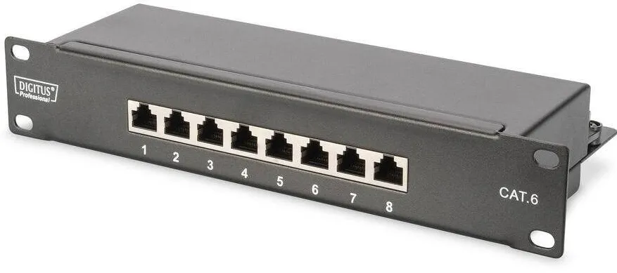 Patchpanel Assmann 1HE 8-Port Cat6 ClassE ecranat Negru.