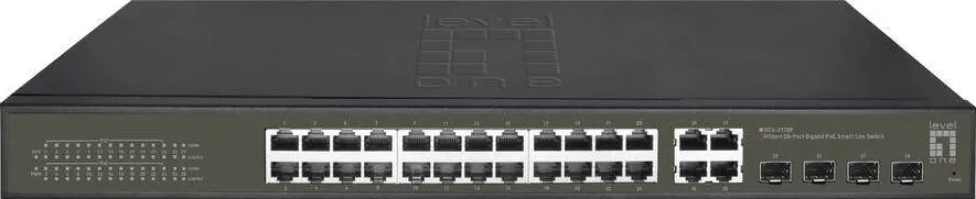 Switch Level One 24x GE GES-2128P 4xGSFP 19" 380W 24xPoE+