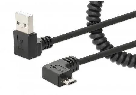 Cablu MANHATTAN Spiral USB-A la Micro-USB 1m Negru