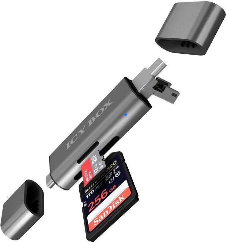 Adaptor Icy Box ext. Cititor USB/microUSB/USB-C > SD/mSD