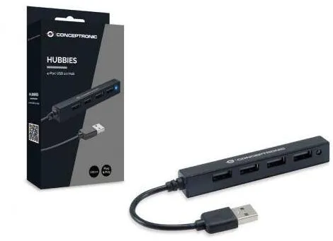 Hub USB CONCEPTRONIC 4-Port 2.0 ->4x2.0 o. Negru