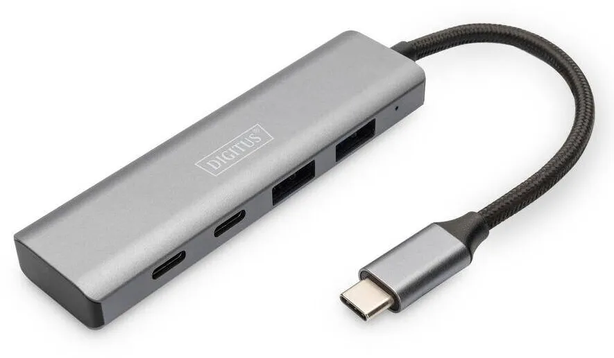 Hub USB Assmann USB-C- 4-Port 2.1->2xA3.12xC2.1 int.Kabel Argintiu