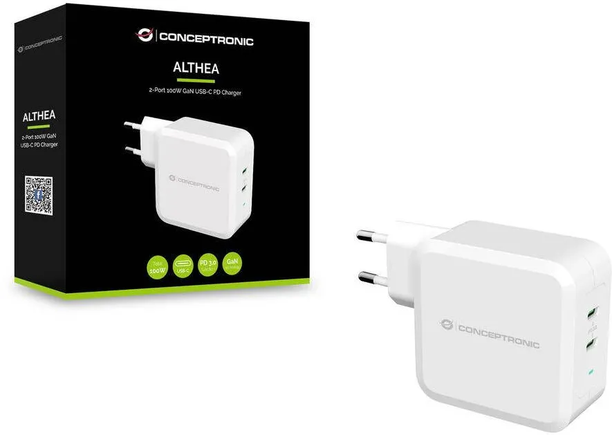 Incarcator CONCEPTRONIC 2Port 100W, USB-C PD Alb