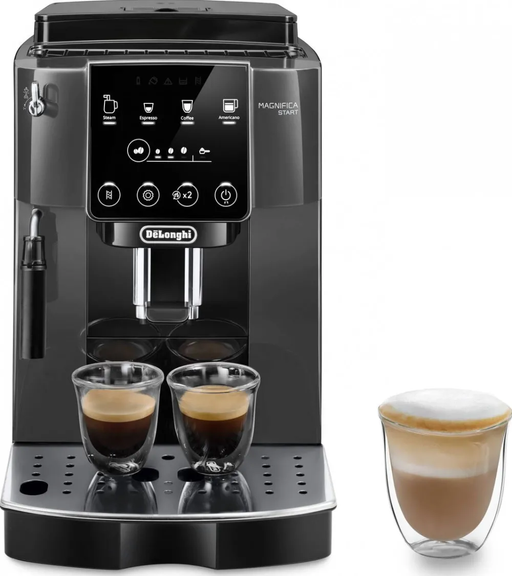 Espressor DELONGHI Espressor automat Magnifica Start ECAM 220.22.GB, 1450 W, 4 tipuri de bauturi, 15 bari, Sistem de spumare lapte manual, Negru gri