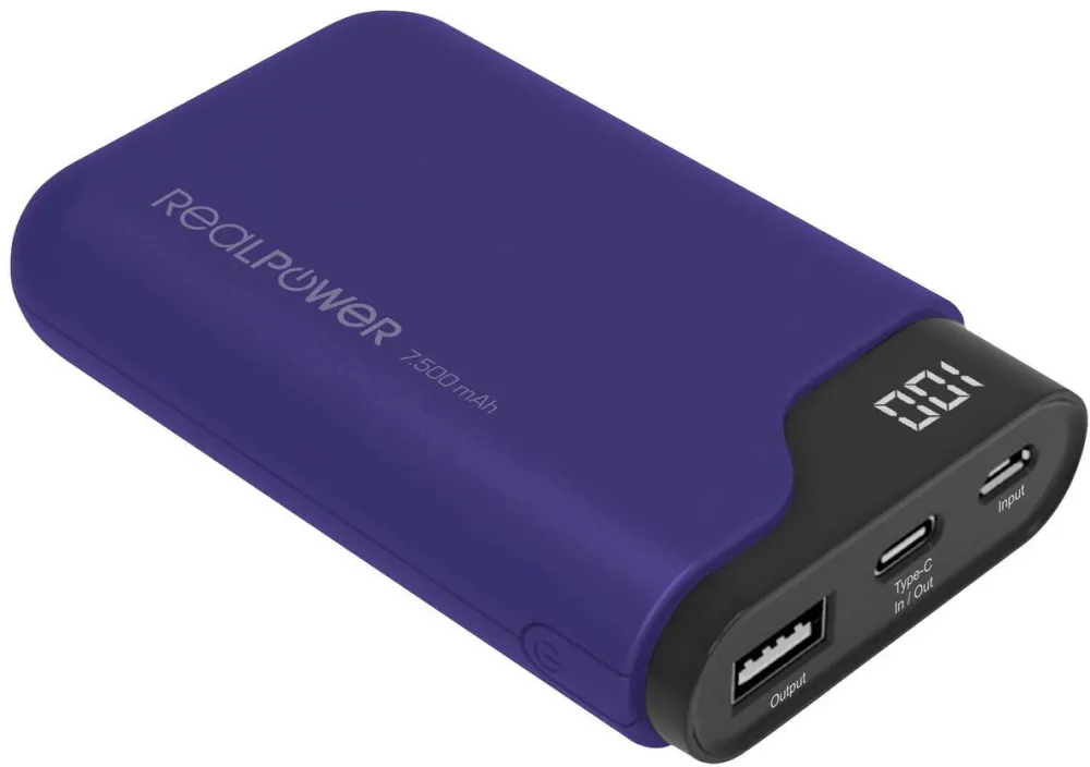 Baterie Externa Realpower PB-7500C Navy Blue 7.500mAh