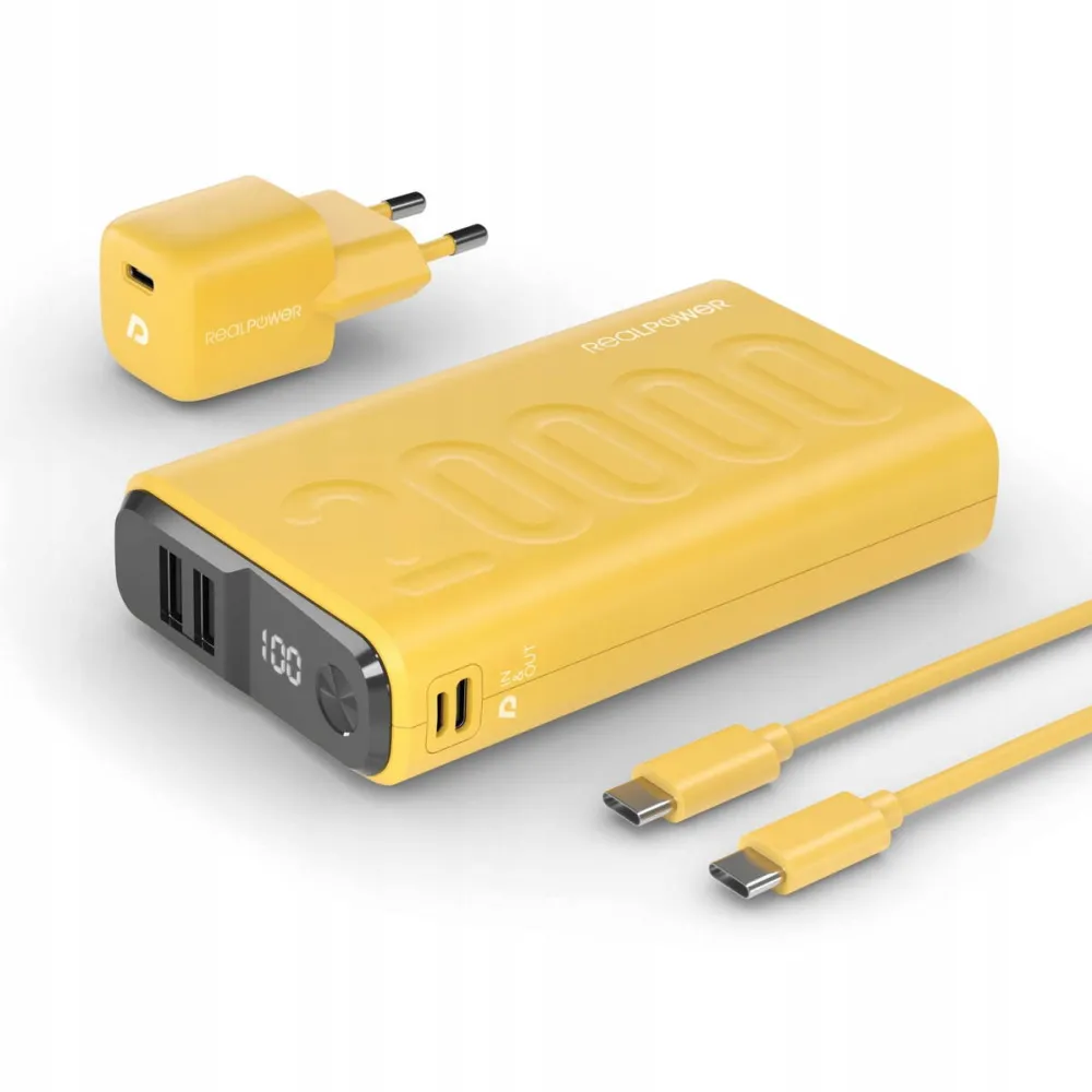 Baterie Externa Realpower PB-20000 Set Galben 20.000mAh
