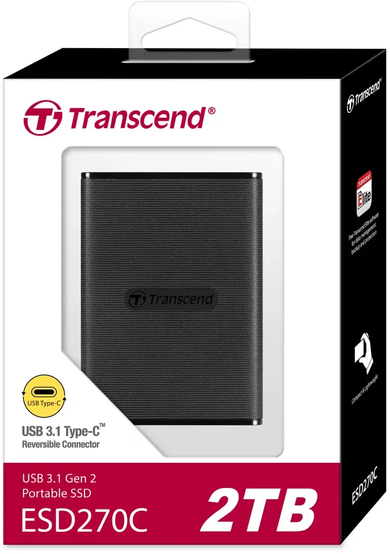 SSD Extern Transcend 2TB ESD270C Portable, USB3.1, Type-C