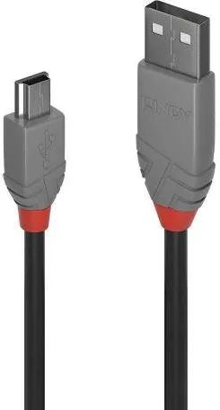 Cablu Lindy LY-36723, USB 2.0 Type A  - miniUSB-B, 2m, Anthra Line