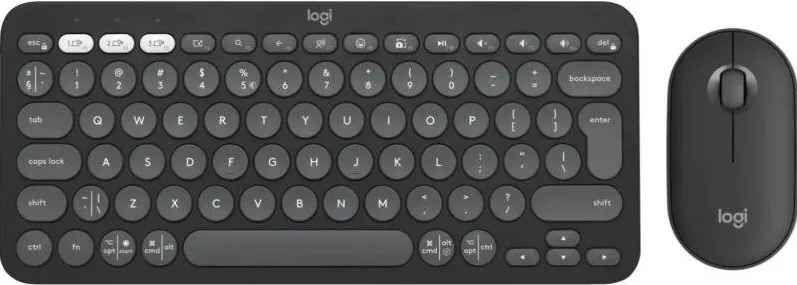 Kit Periferice LOGITECH Pebble 2 Combo, Wireless/Bluetooth, Tonal Graphite