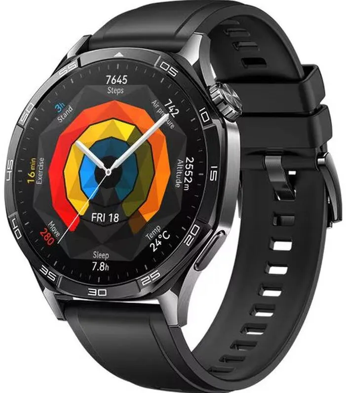 Smartwatch Huawei Watch GT 5, 46mm Deep Tarnish Stainless Steel, curea Black Fluoroelastomer