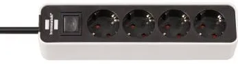 Brennenstuhl "Ecolor" Multi Socket, 4 sockets, 2-pole switch, 1.5m, black/white