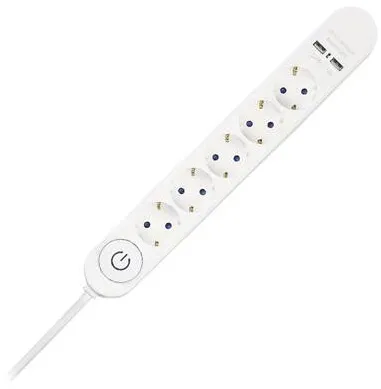 V-TAC Prelungitor 5 cai cu intrerupator + 2USB 3M(3G1.5MM2)