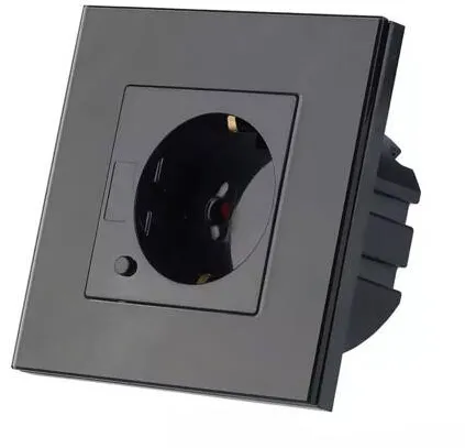 V-TAC Priza smart simpla 16A cu rama din sticla, negru