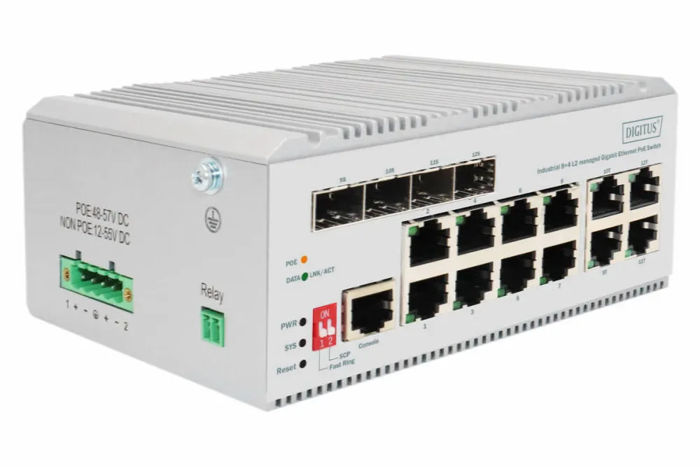 Switch Digitus Switch Digitus Gigabit Ethernet PoE Industrial 8+4