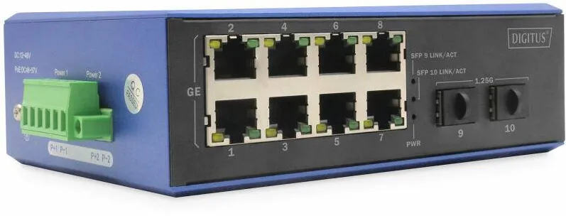 Switch Digitus Switch Digitus Gigabit Ethernet PoE Industrial 8+2