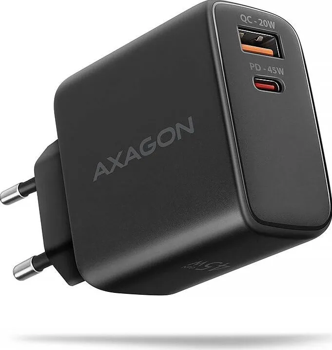 AXAGON AXAGON ACU-PQ45 GaN Wall charger 45W, 2x port (USB-A + USB-C) PD3.0/PPS/QC4+/SFC 2.0/Apple