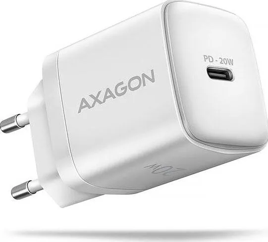 AXAGON AXAGON ACU-PD20W Wall charger 20W, 1x port USB-C, PD3.0/PPS/QC4+/AFC/Apple, white