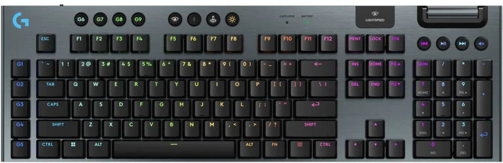 Tastatura LOGITECH G915 X Lightspeed, black, LEDs RGB, GL CLICKY, USB/Bluetooth, US