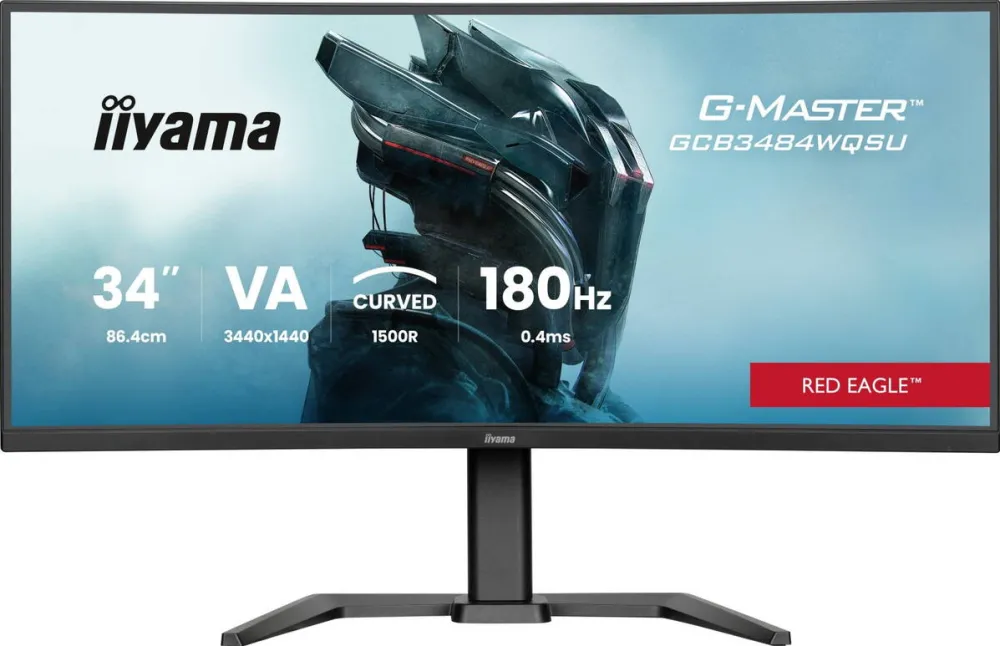 Monitor IIyama G-Master GCB3484WQSU-B1 RED EAGLE CURVED - 34 - black, WQHD, curved, VA, Free-Sync Premium, USB-C, 180Hz panel