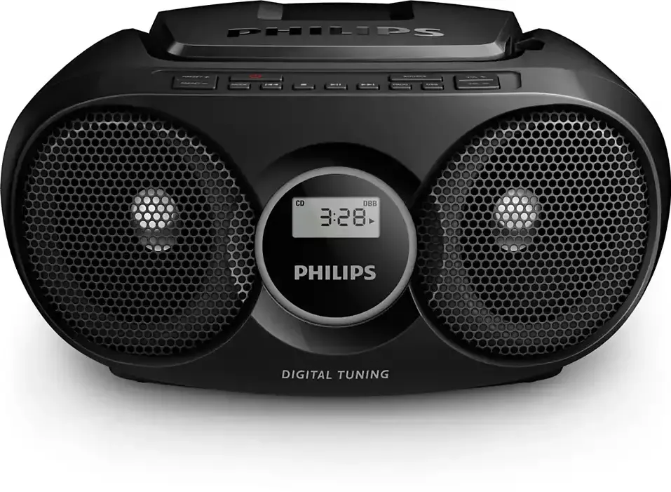 Philips Microsistem audio AZ215B/12, CD-R, CD-RW, FM stereo, Negru