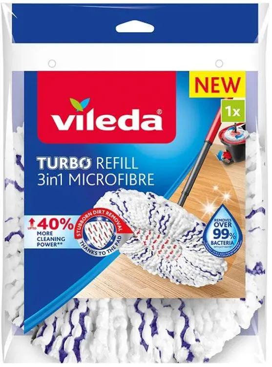 VILEDA Mop Refill TURBO 3in1 Microfibra 1 buc alb