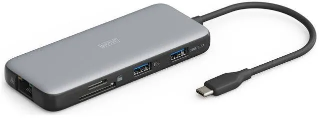 Docking Station Digitus USB-C->HDMI, USB3.2, RJ45, SD, MicroSD, PD Alu si